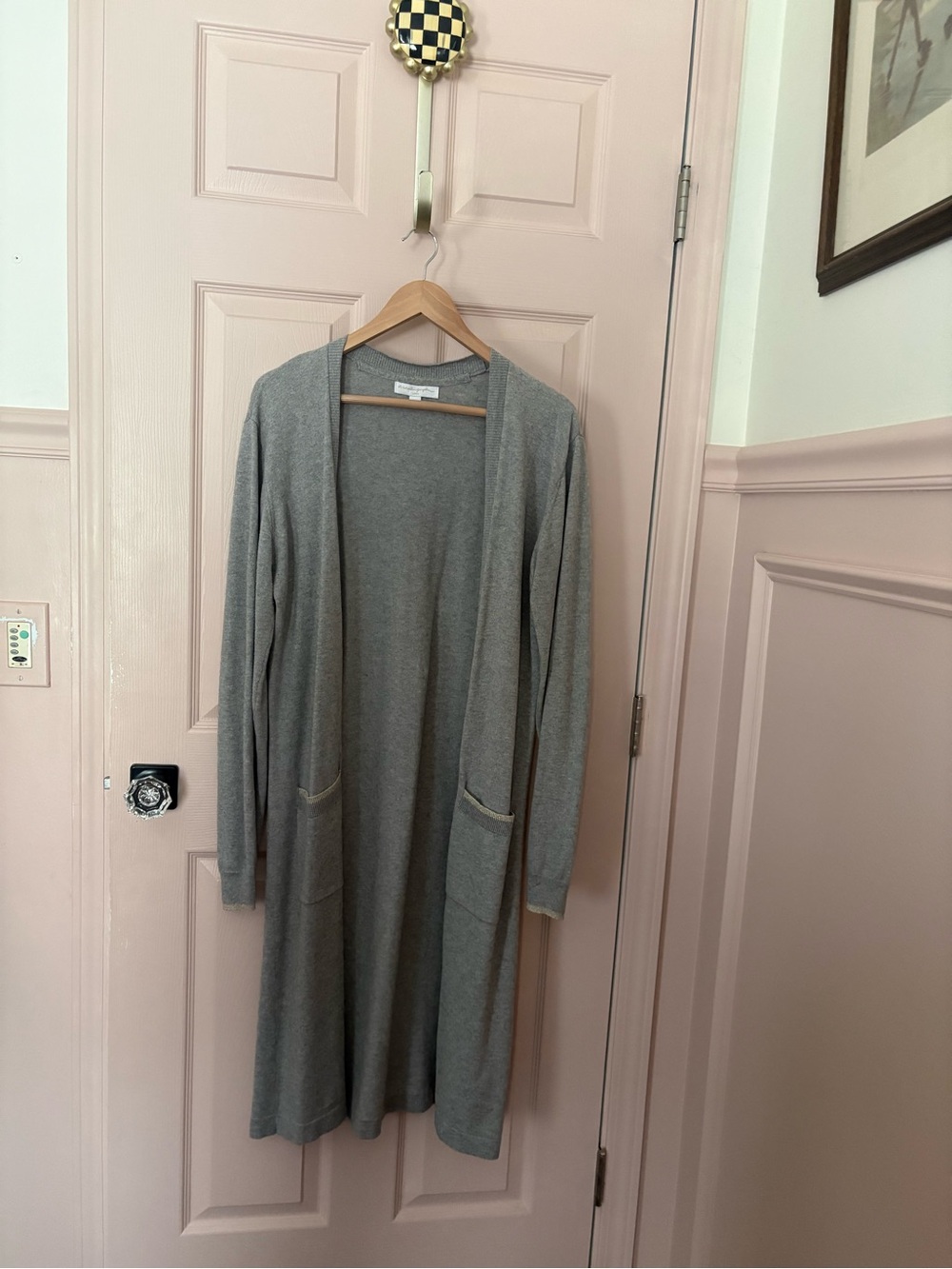 Spiritual Gangster Long Open-Front Gray Cardigan - Picture 2 of 5